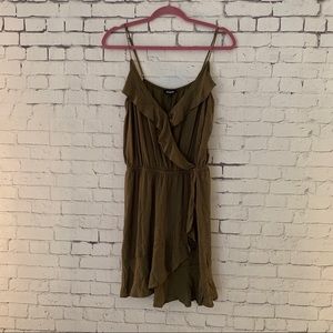 Olive green mini wrap dress